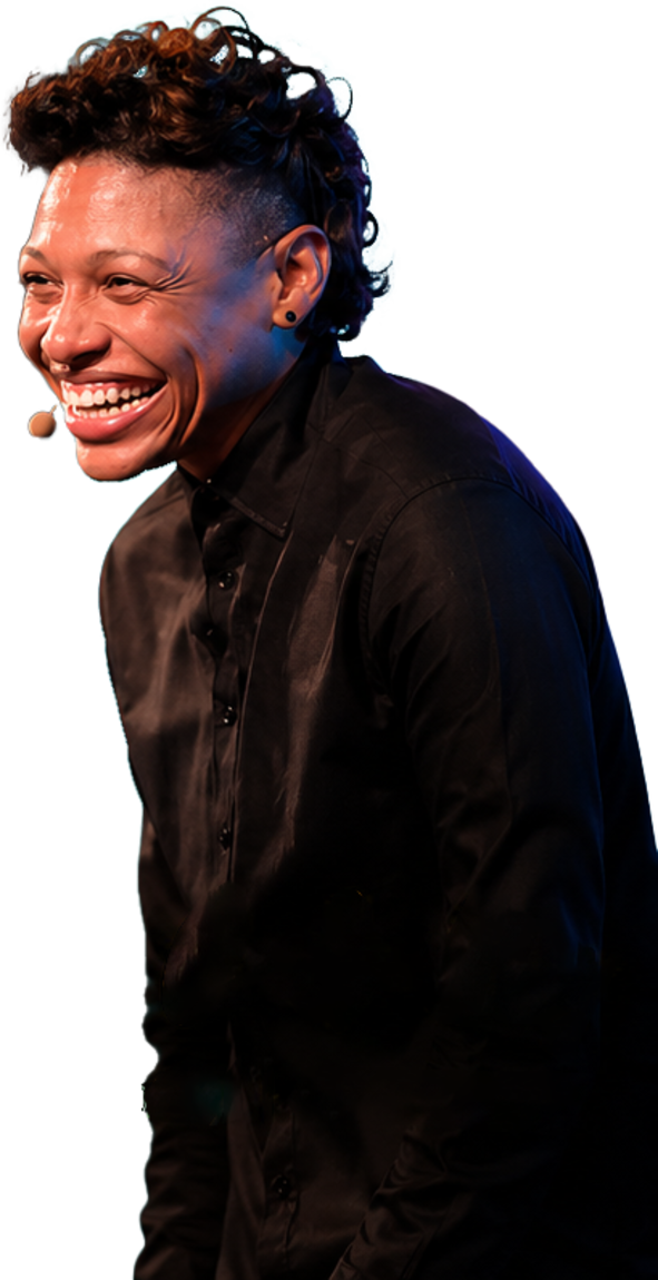 Khaliah O. Guillory laughing on stage