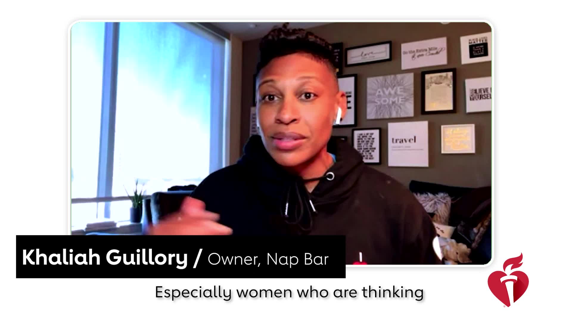 Khaliah O. Guillory speaking in the American Heart Association video